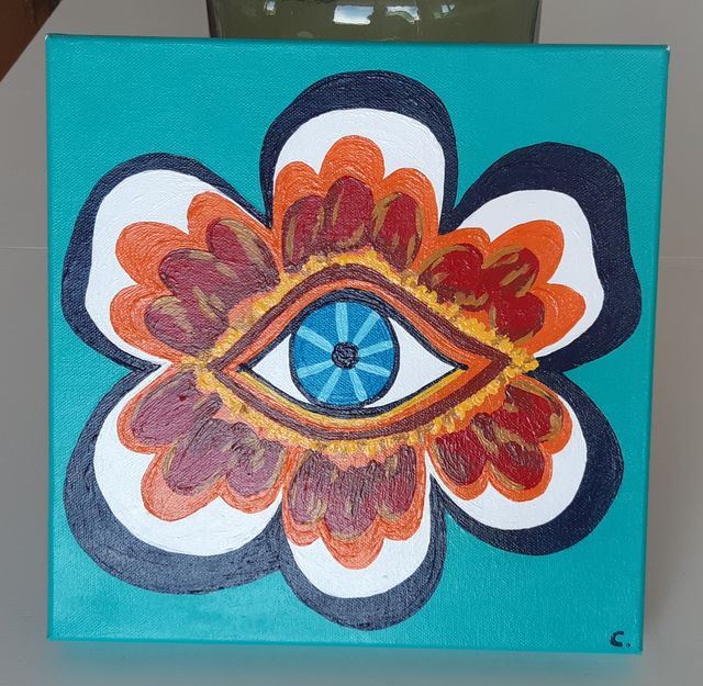 Cuadro acrílico 30 x 30 cm con bastidor pintado