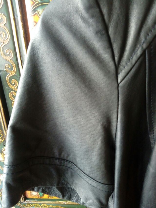 Vestido de cuero negro, Zara, mujer, Talla L / 40