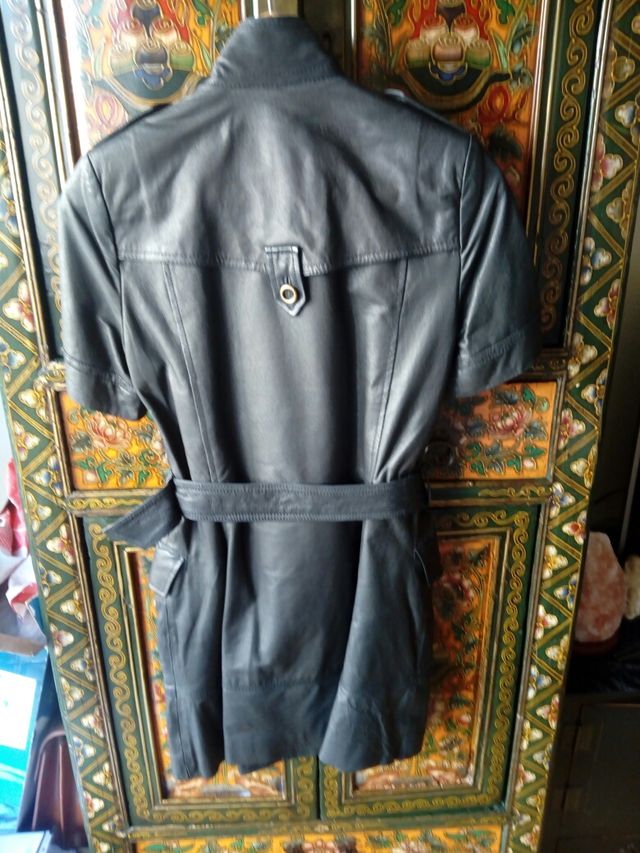 Vestido de cuero negro, Zara, mujer, Talla L / 40