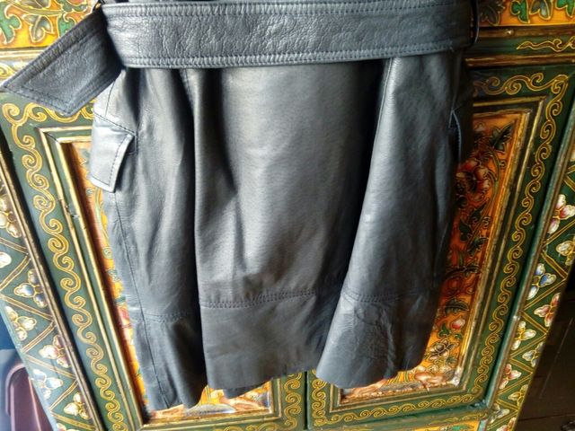 Vestido de cuero negro, Zara, mujer, Talla L / 40