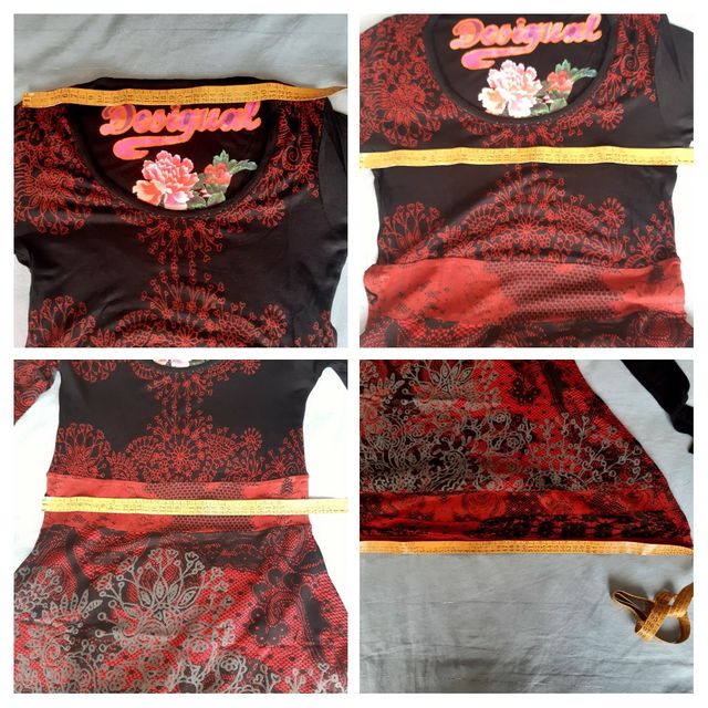 Vestido DESIGUAL negro y granate 