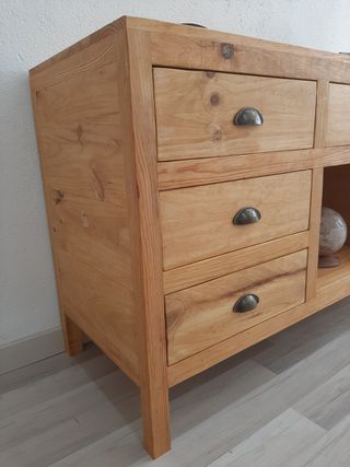 Mueble baño colonial madera rustico lavabo