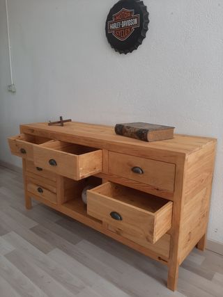 Mueble baño colonial madera rustico lavabo