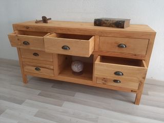 Mueble baño colonial madera rustico lavabo