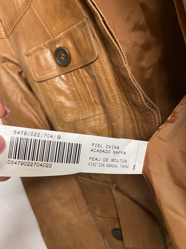 CHAQUETA PIEL  CAMEL ZARA T. S