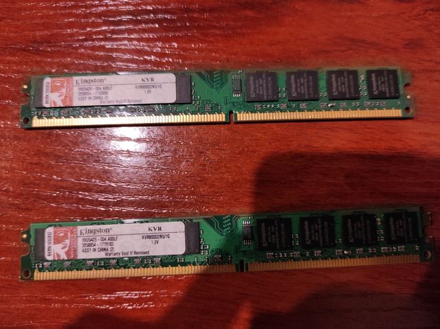 MEMORIA 2 MODULOS 1GB  800 MHZ KINGSTON DDR2 2GB