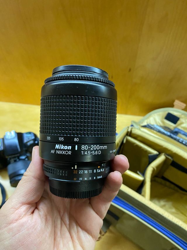 Cámara de fotos réflex analógica y zoom