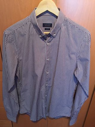 Camisas de algodón de segunda mano en Sabadell en WALLAPOP Camisa azul micro topo Zara de segunda mano por 8 € en