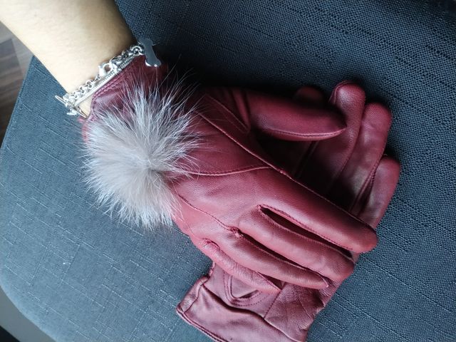 guantes de piel granate