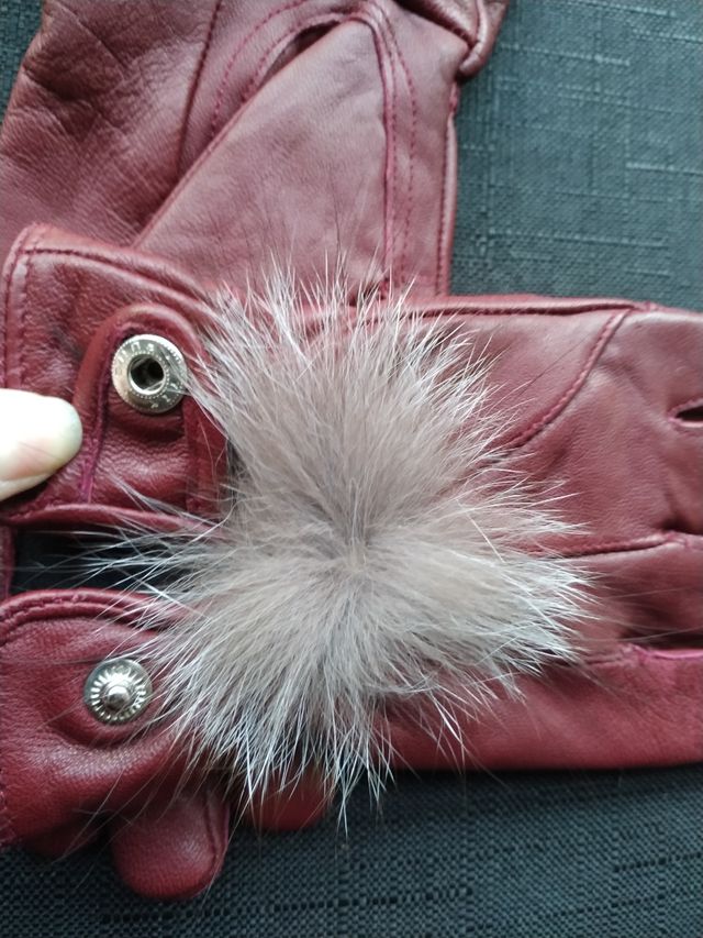 guantes de piel granate