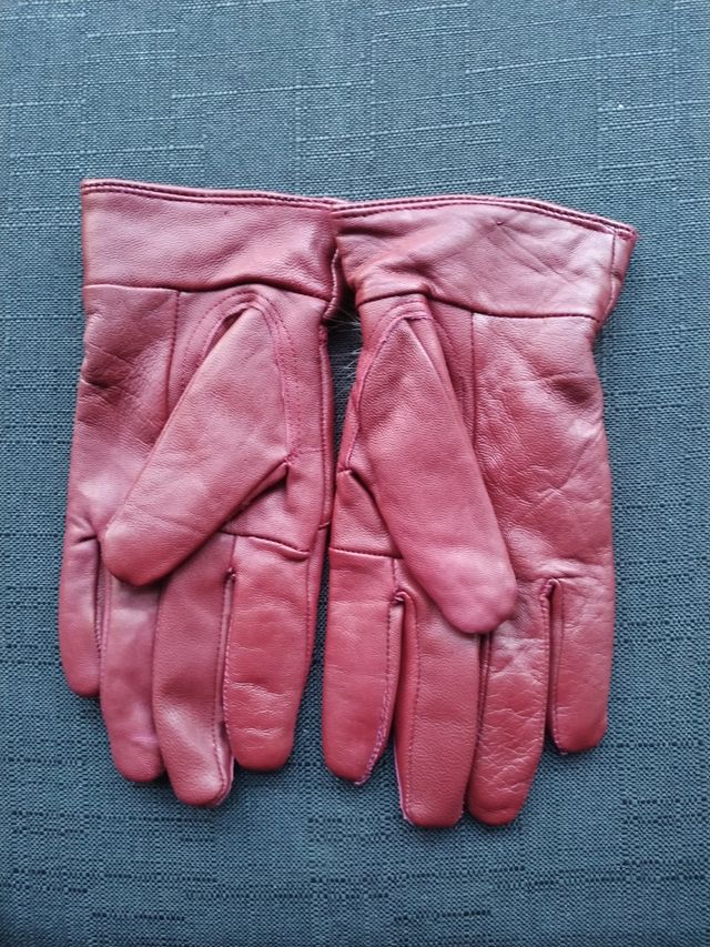 guantes de piel granate