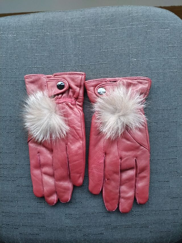 guantes de piel granate