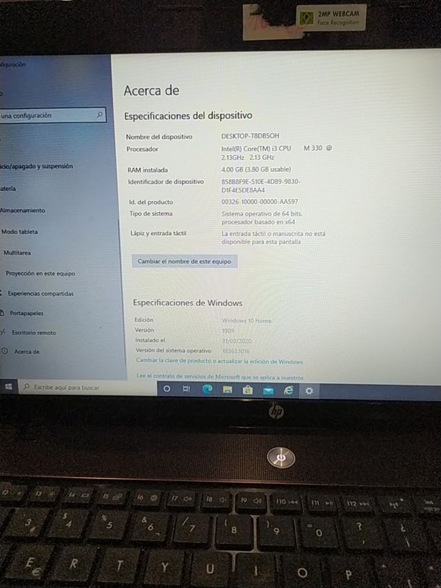 portatil hp probook4520s con I3 Windows 10