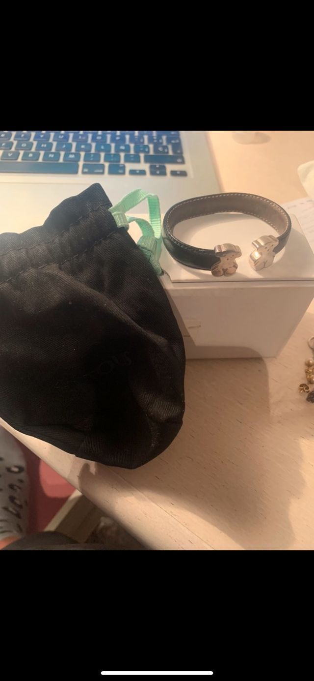 Pulsera Tous cuero y plata