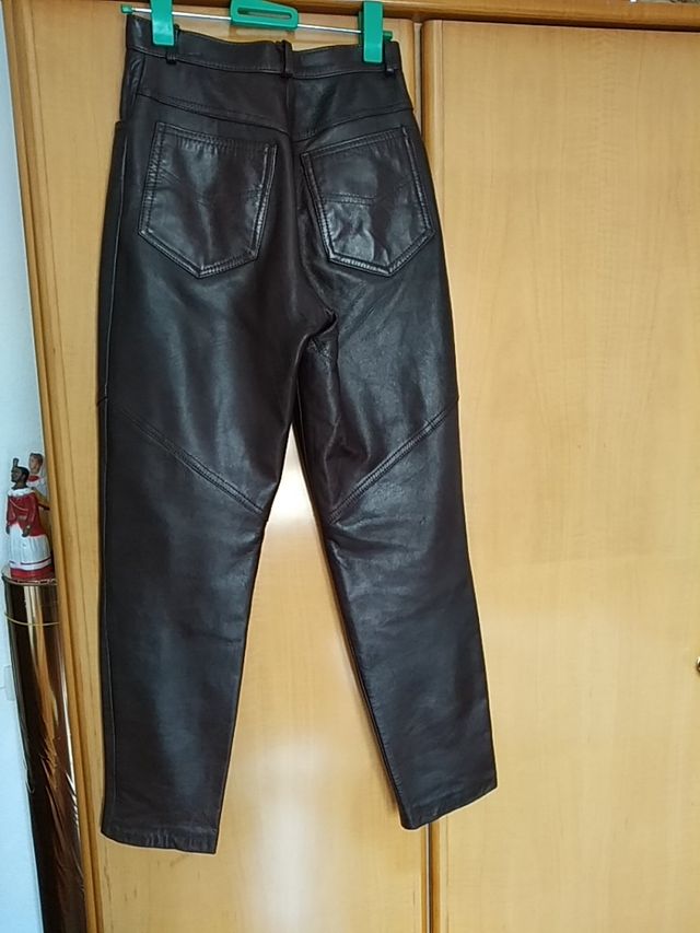 Pantalón largo de piel autentica