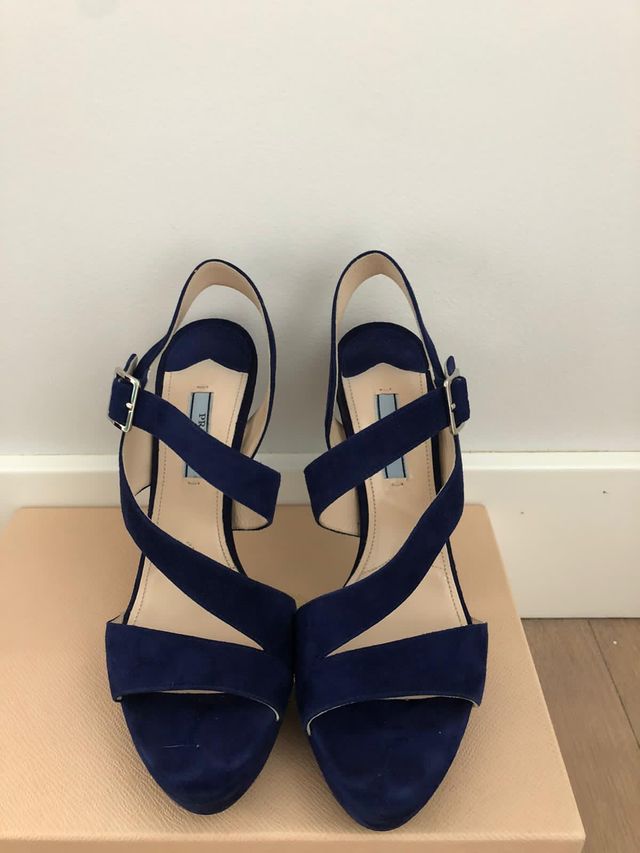 Sandalias PRADA 39,5 12 cm AZUL ELECTRICO