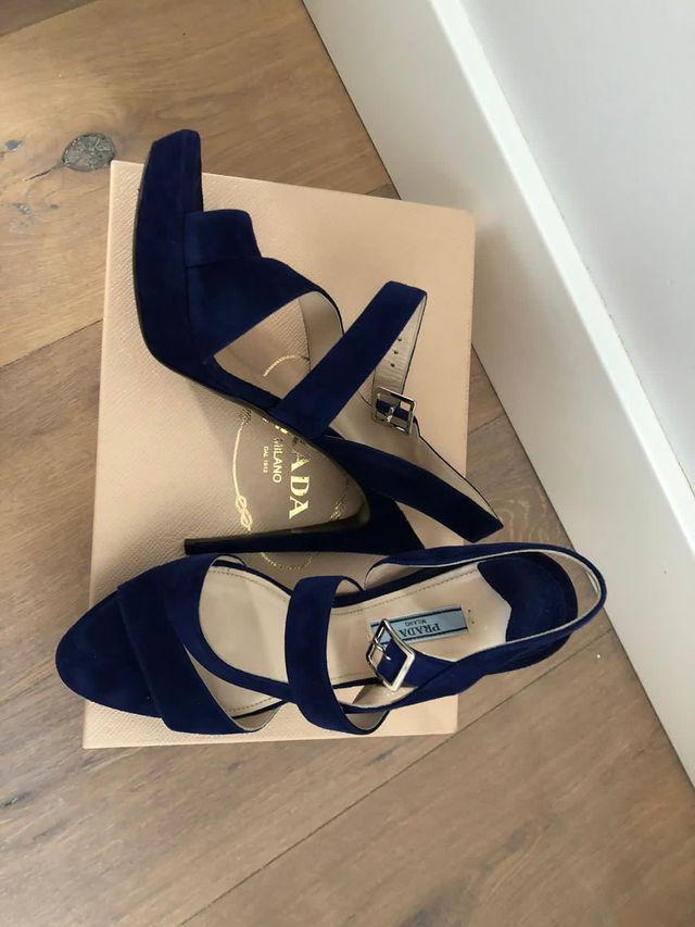 Sandalias PRADA 39,5 12 cm AZUL ELECTRICO
