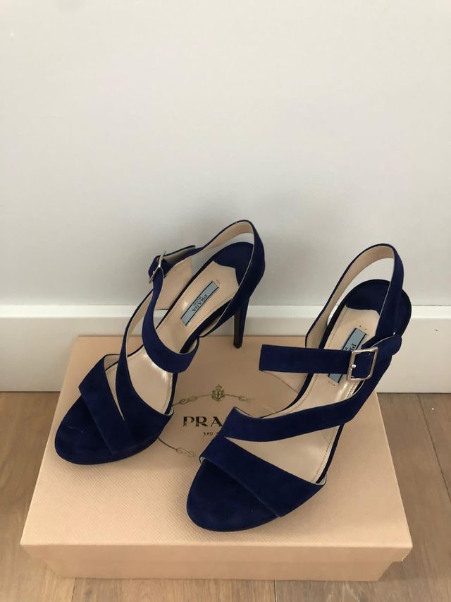 Sandalias PRADA 39,5 12 cm AZUL ELECTRICO