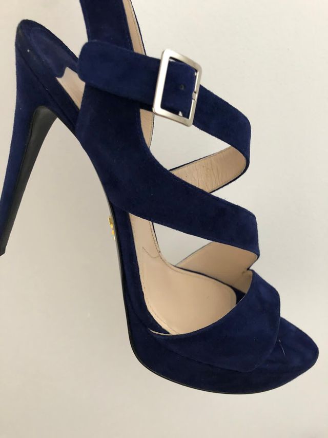 Sandalias PRADA 39,5 12 cm AZUL ELECTRICO