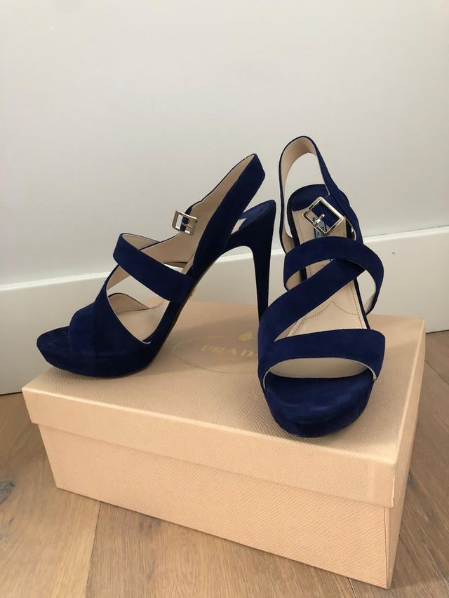 Sandalias PRADA 39,5 12 cm AZUL ELECTRICO