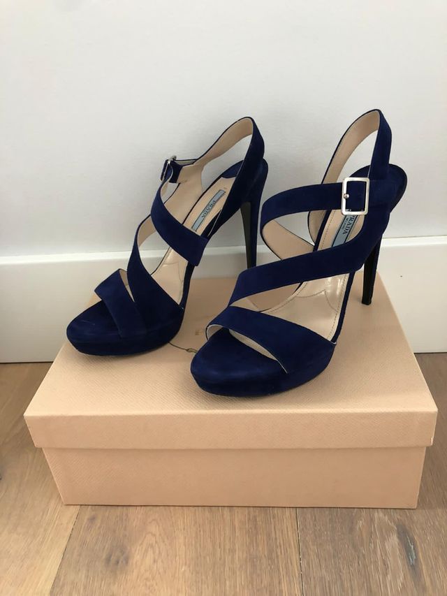 Sandalias PRADA 39,5 12 cm AZUL ELECTRICO