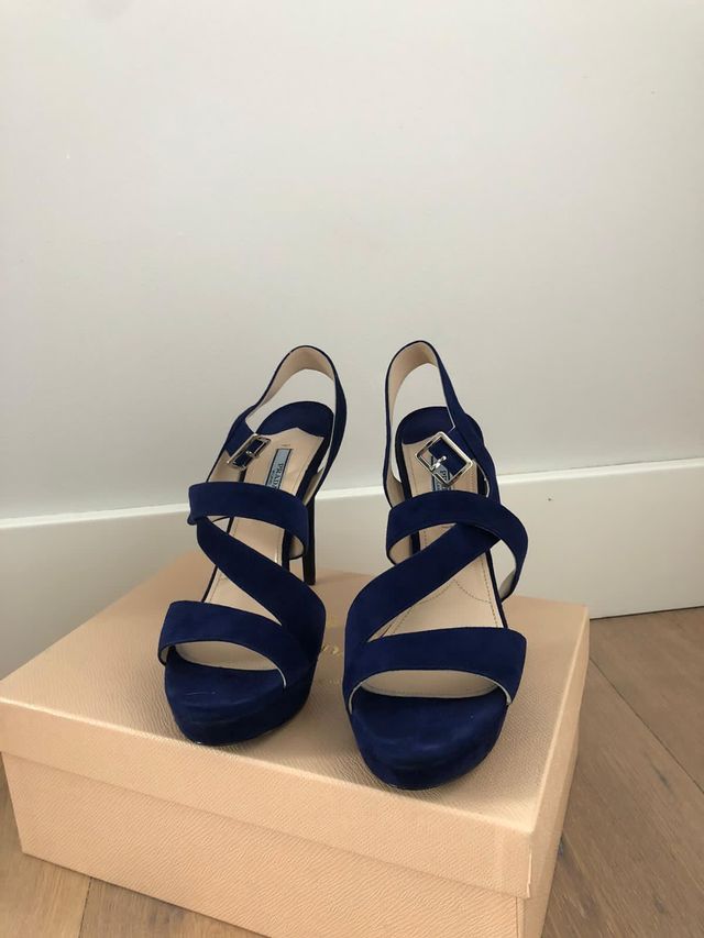 Sandalias PRADA 39,5 12 cm AZUL ELECTRICO