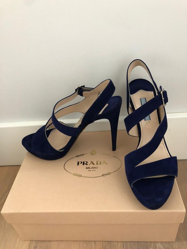 Sandalias PRADA 39,5 12 cm AZUL ELECTRICO