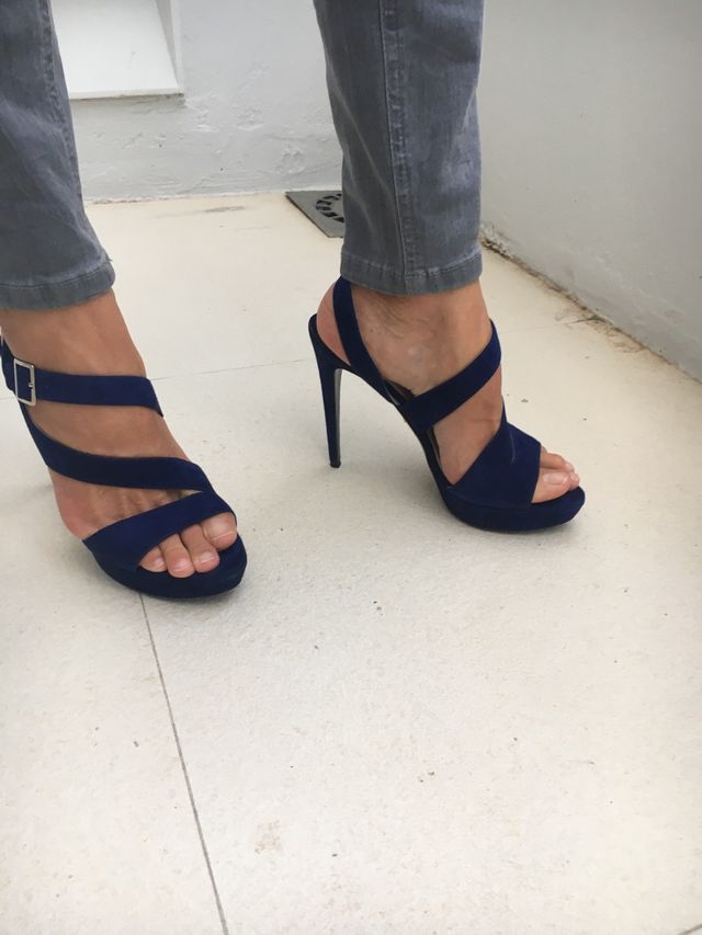 Sandalias PRADA 39,5 12 cm AZUL ELECTRICO