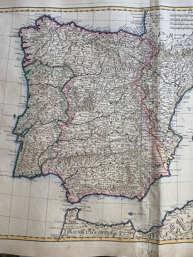 Mapa de España 1701 original.Guillermo Delisle.