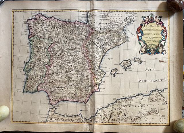 Mapa de España 1701 original.Guillermo Delisle.