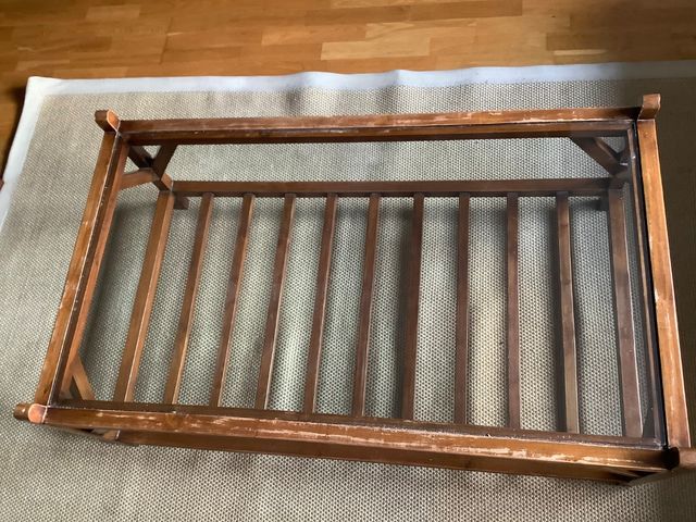 Mesa de salón, de teca con sobre de cristal