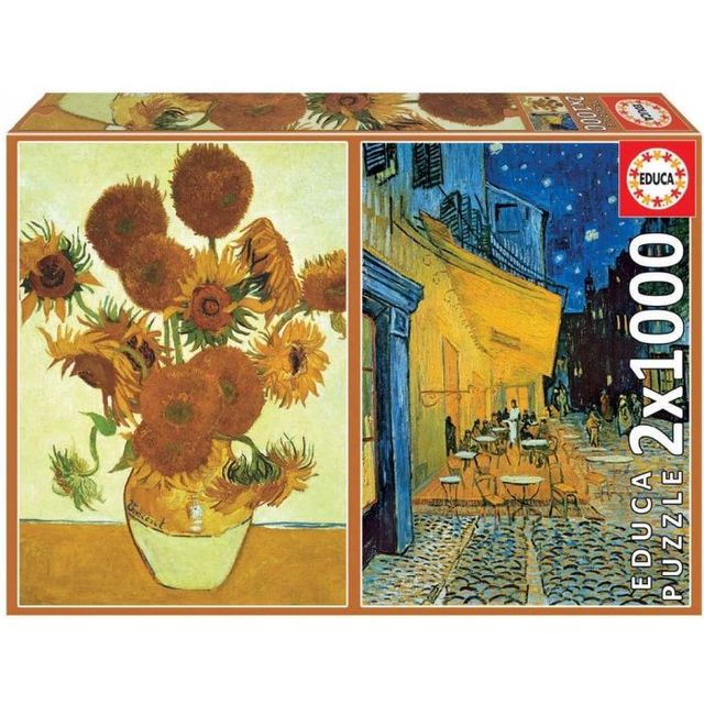 Puzzle 2X1000 piezas Los Girasoles + Terraza Café