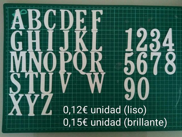 Letras y numeros troquelados