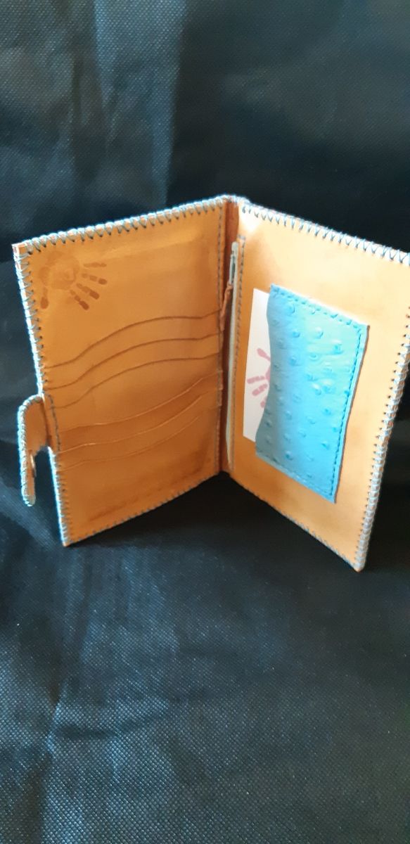 Cartera Mujer en Cuero y Avestruz