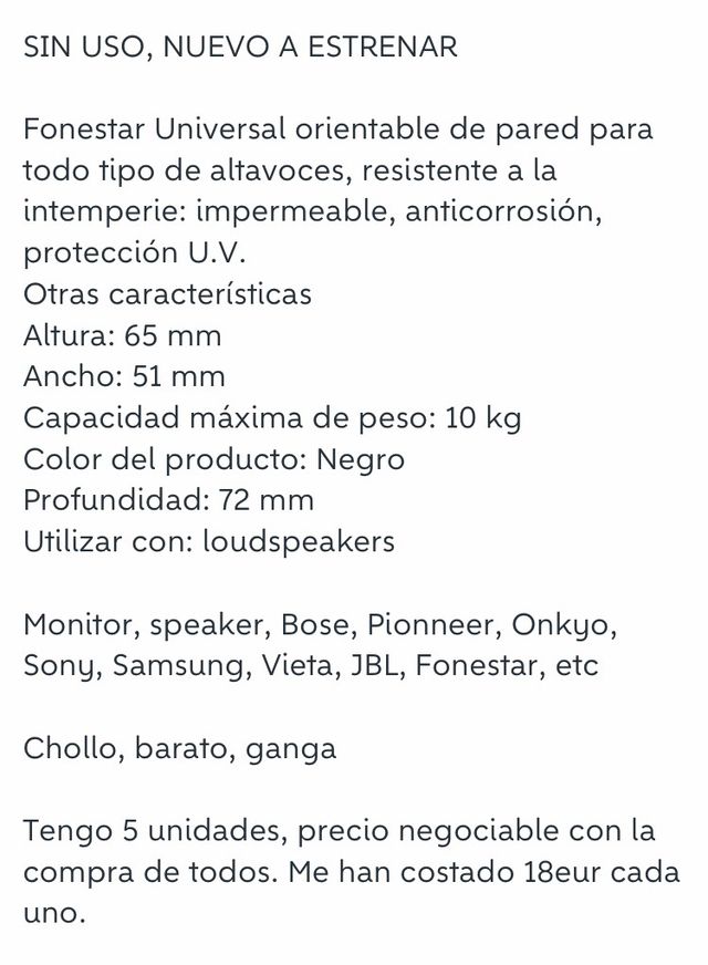 Soporte universal altavoz FONESTAR