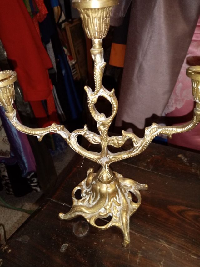 Candelabro bronce 3 velas