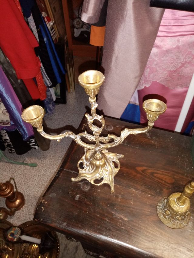Candelabro bronce 3 velas