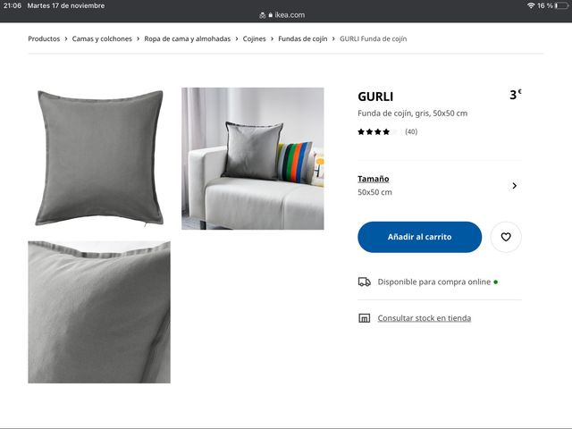 Fundas cojín 50x50 gris