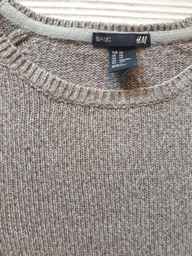 Jersey jaspeado beige y azul con hilo dorado H&M