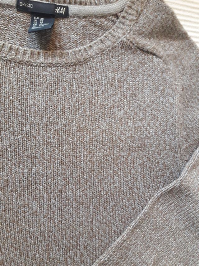 Jersey jaspeado beige y azul con hilo dorado H&M