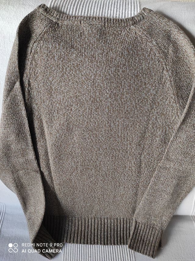 Jersey jaspeado beige y azul con hilo dorado H&M