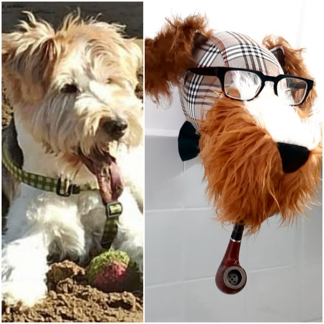 cabeza de perro de tela de DeSandra