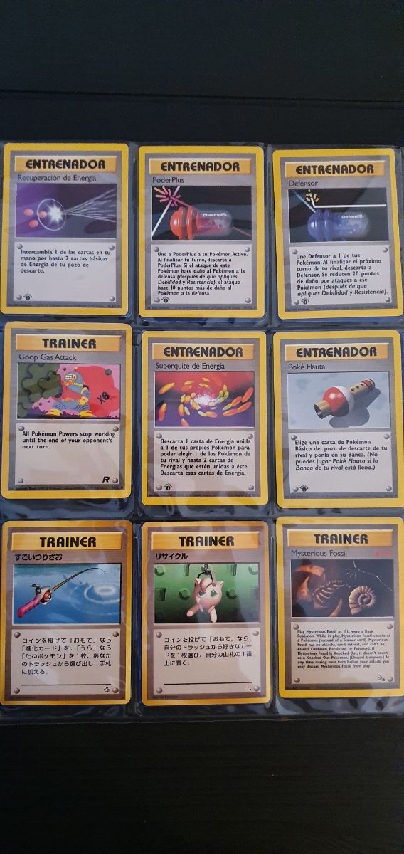 Cartas Pokemon de entrenador 1 Edicion y Base Set