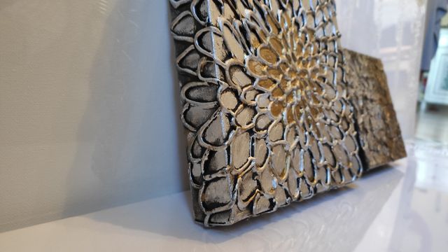 Flores metalicas lienzos 20x20x4