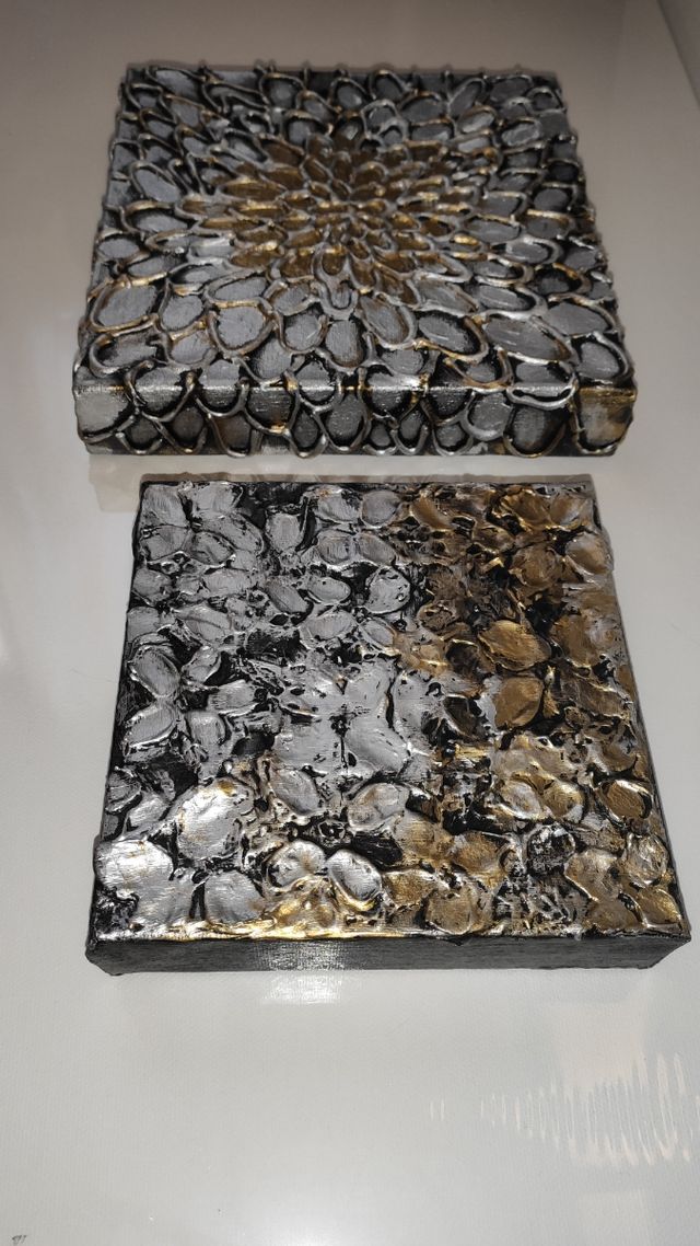 Flores metalicas lienzos 20x20x4