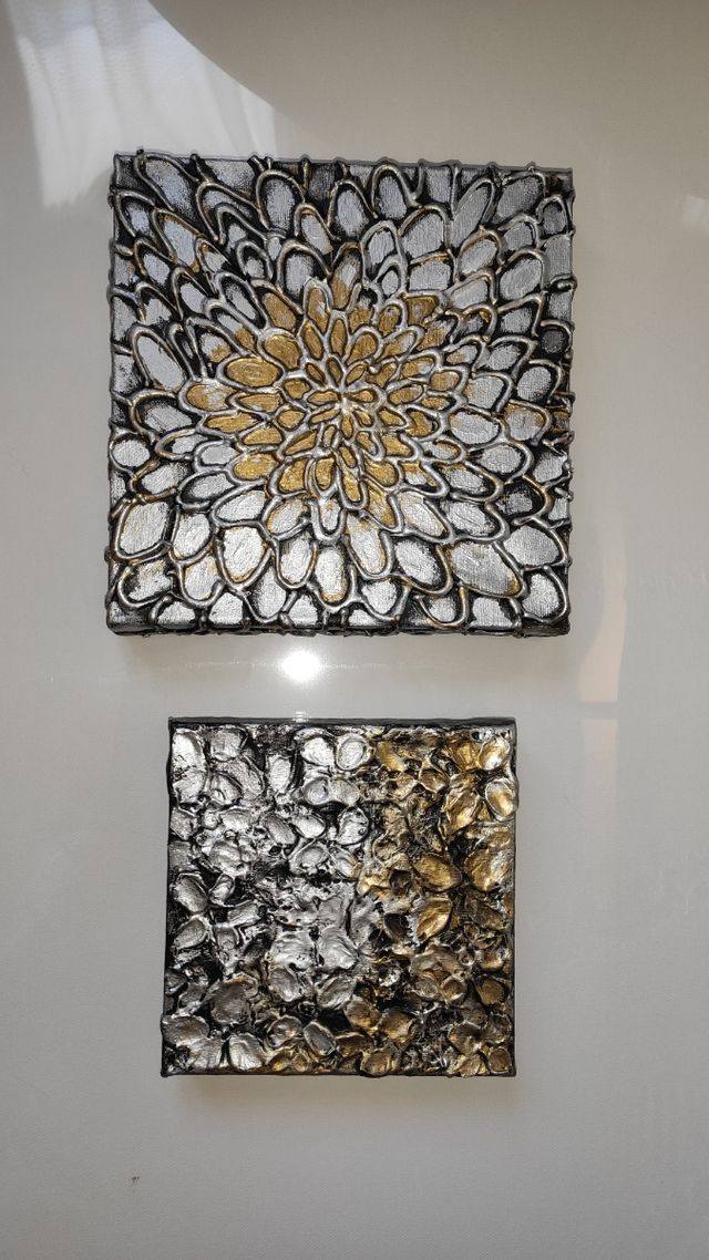 Flores metalicas lienzos 20x20x4