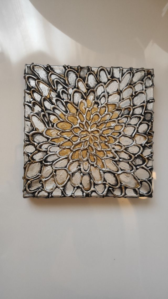 Flores metalicas lienzos 20x20x4