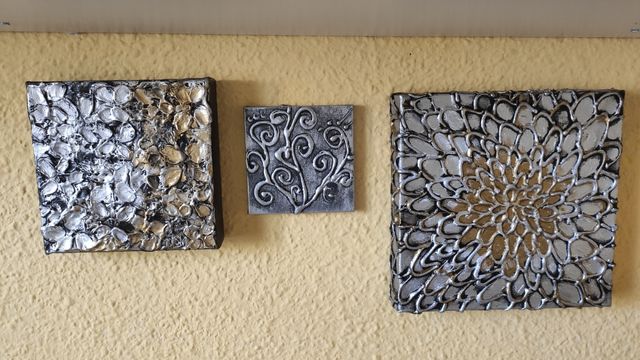 Flores metalicas lienzos 20x20x4