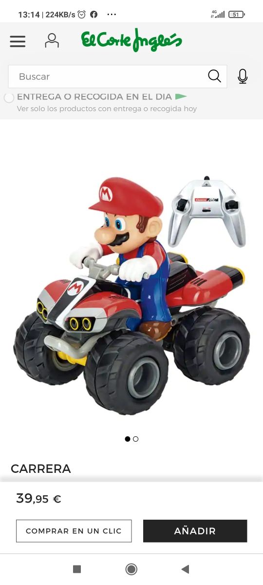 Coche radiocontrol Mario Kart Mario Carrera