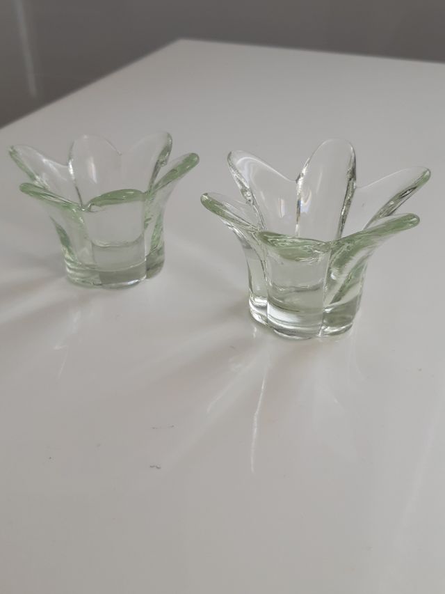 2 Portavelas - Cristal antíguo